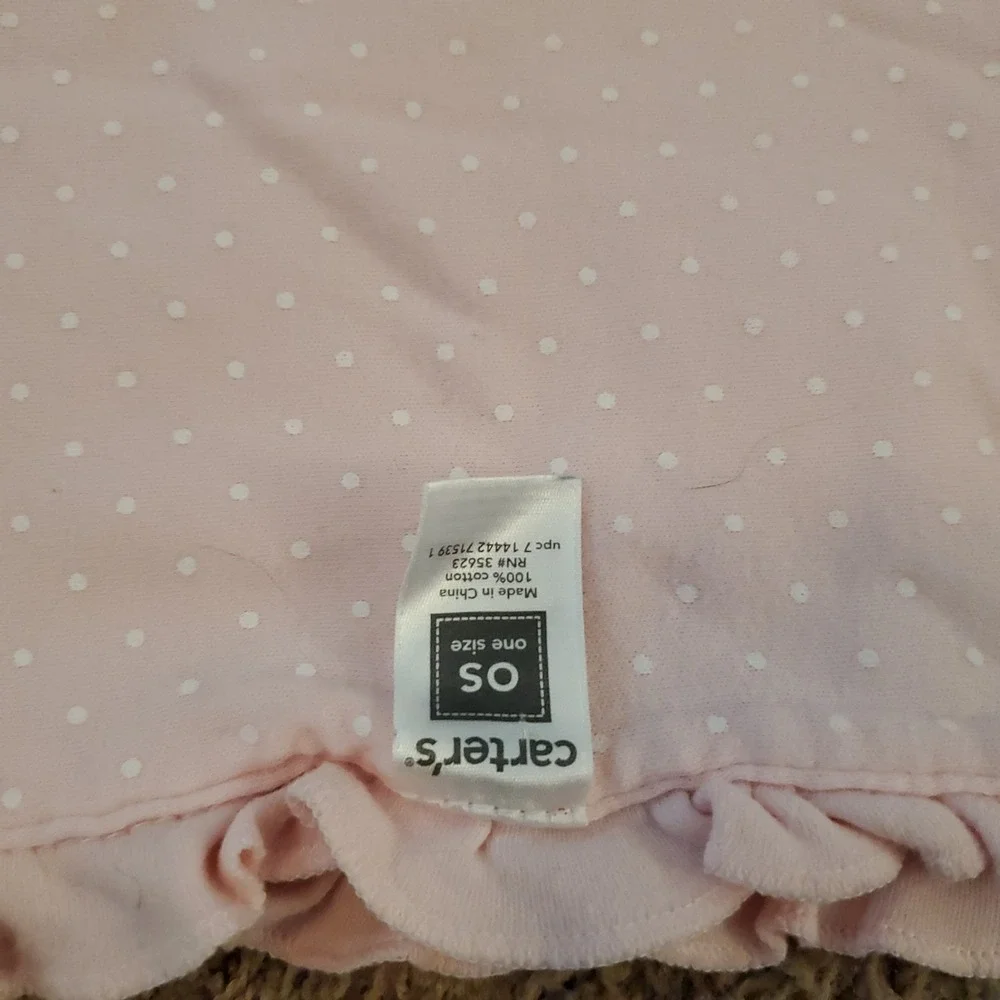 Carter's Cheetah Leopard Print Polka Dots Ruffle Baby Blanket Cotton Pink Grey